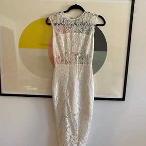 ALEXIS White Lace Midi Dress